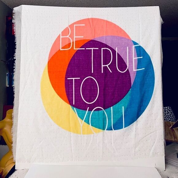 NWT Vintage Aeropostale Be True To You Rainbow Colors Pride Scarf Wrap Pashmina - Picture 5 of 12